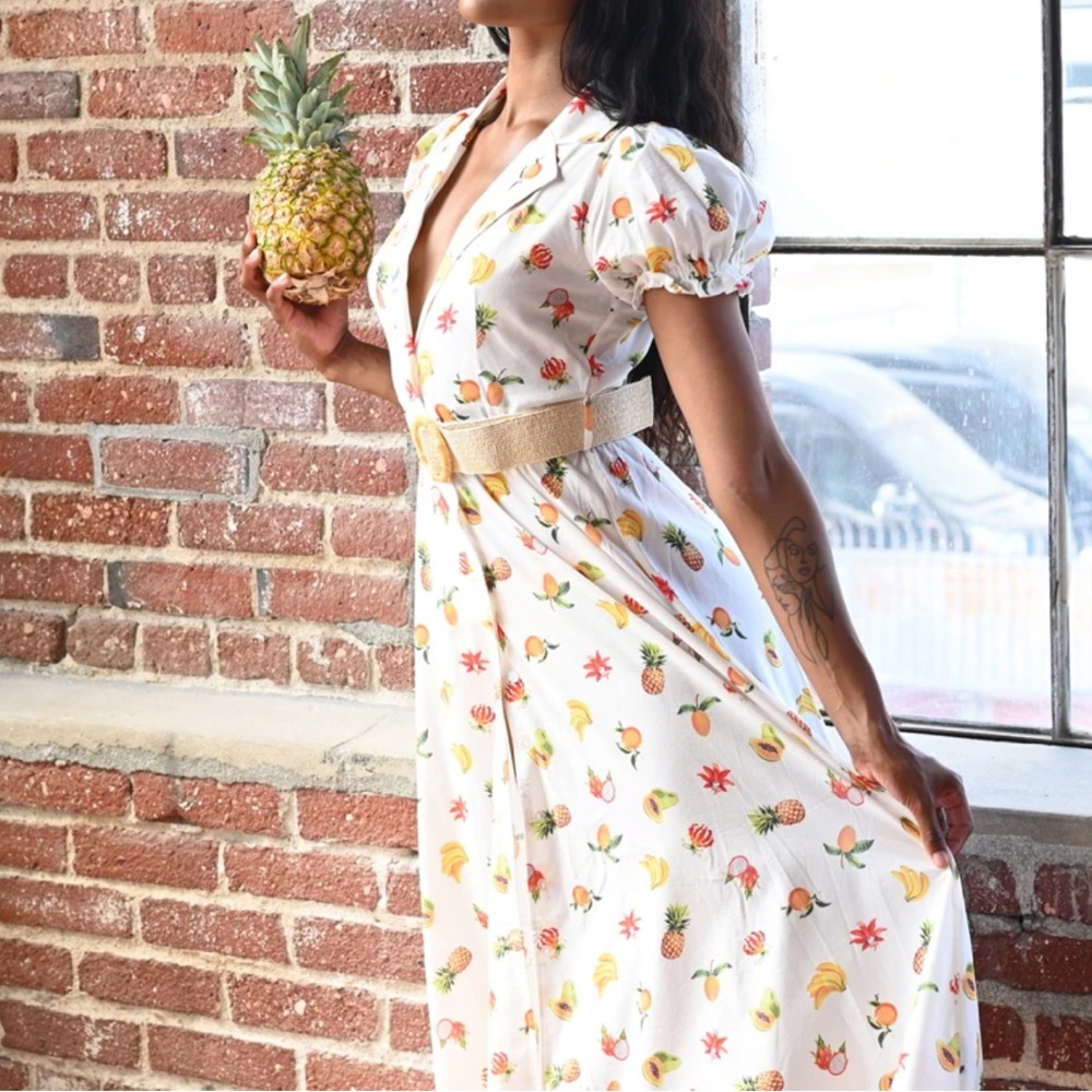 NWT WeWoreWhat RARE Bella white fruit dress small